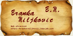 Branka Miljković vizit kartica